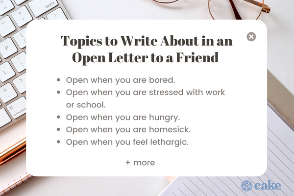 Topics to write about in an open letter to a friend